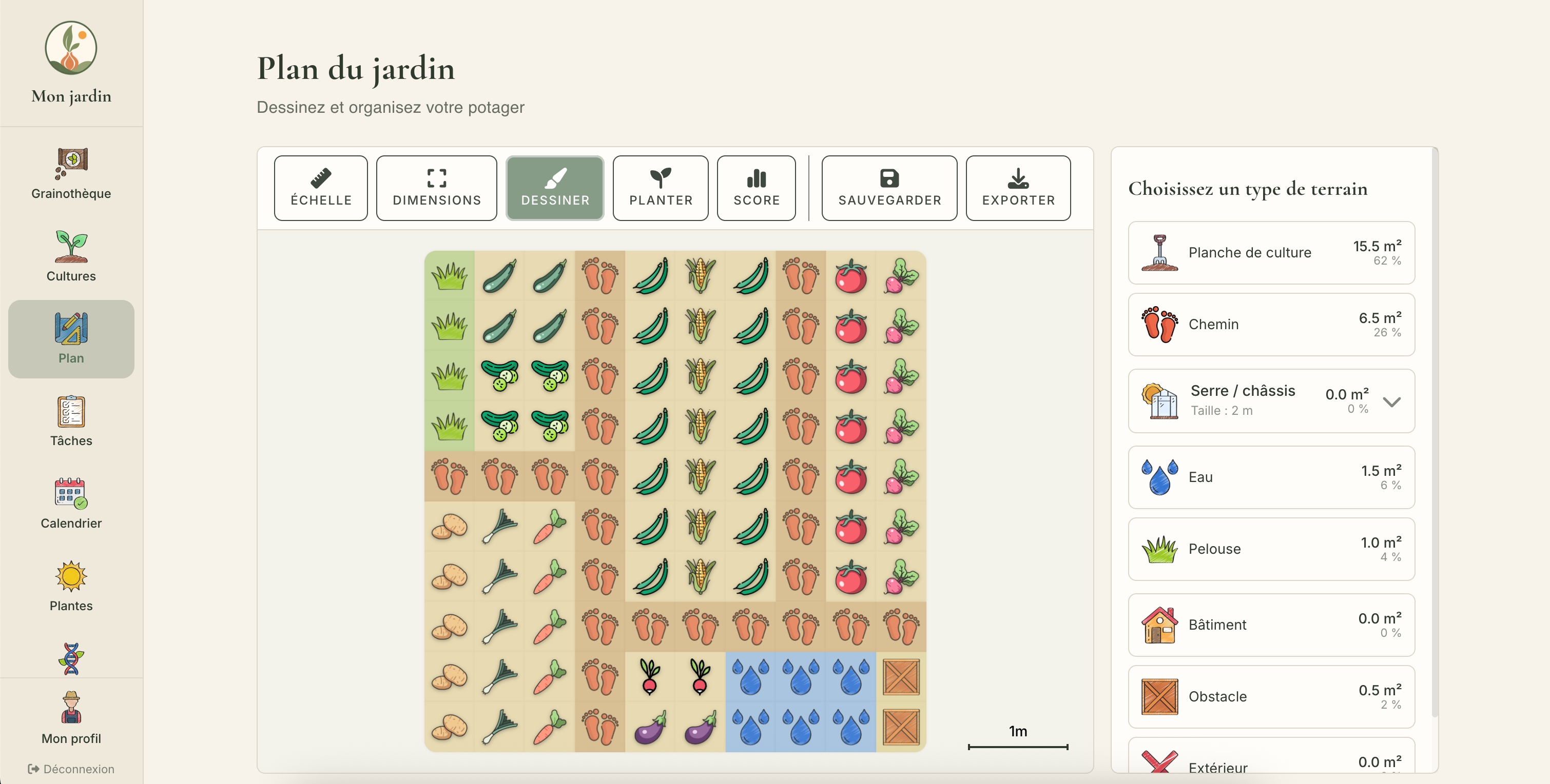 Aperçu du plan du jardin